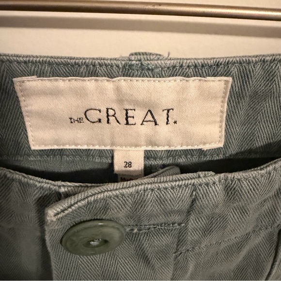 The GREAT. High Waisted Herringbone Trooper Pant in Carolina - Picture 5 of 8